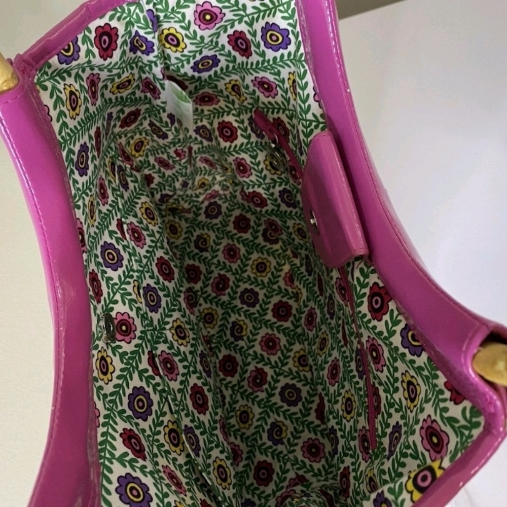 Vera Bradley Viva La Vera Pink Shoulder Bag Purse Bamboo Straw Style - Picture 10 of 12